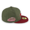 Astros 59FIFTY New Era Olive & Cardinal Fitted Hat Pink Bottom
