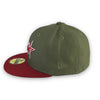 Astros 59FIFTY New Era Olive & Cardinal Fitted Hat Pink Bottom