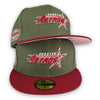 Astros 59FIFTY New Era Olive & Cardinal Fitted Hat Pink Bottom