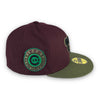 Cubs 59FIFTY New Era Maroon & Olive Fitted Hat Green Bottom