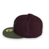 Cubs 59FIFTY New Era Maroon & Olive Fitted Hat Green Bottom