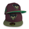 Cubs 59FIFTY New Era Maroon & Olive Fitted Hat Green Bottom