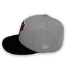 Hickory Crawdads 59FIFTY New Era Grey & Black Fitted Hat Red Bottom