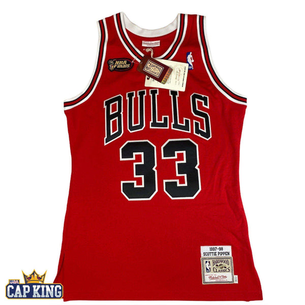 Chicago Bulls #33 Pippen 1997-98 NBA Mitchell & Ness Red Authentic Jersey - USA CAP KING
