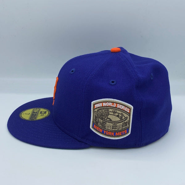 New York Mets 1969 World Series New Era 59FIFTY Fitted Blue Hat Green Bottom