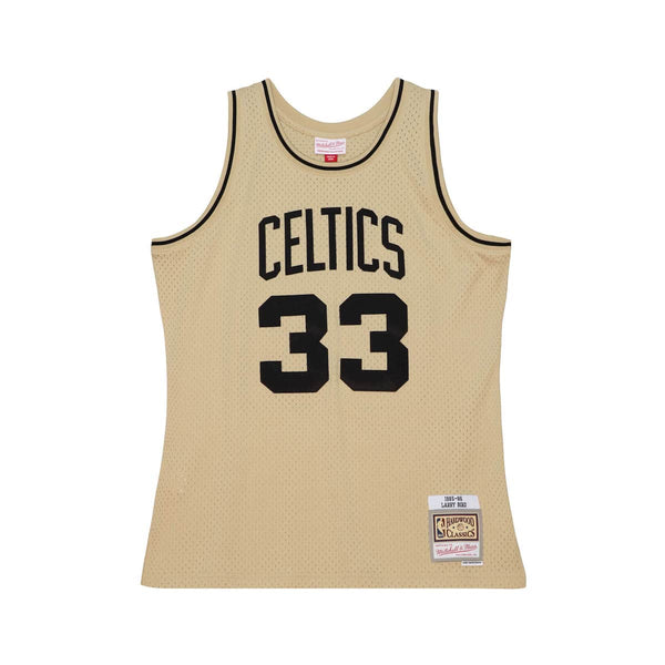 Khaki Black Swingman Larry Bird Boston Celtics 1985-86 Jersey