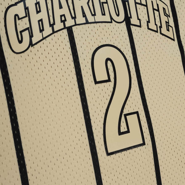 Khaki Black Swingman Larry Johnson Charlotte Hornets 1992-93 Jersey