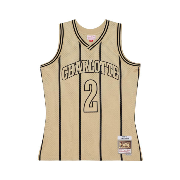 Khaki Black Swingman Larry Johnson Charlotte Hornets 1992-93 Jersey