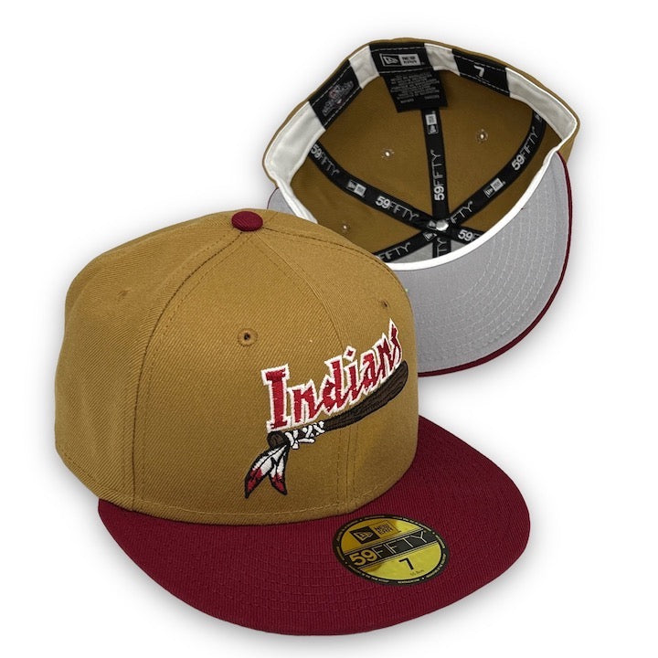 Cleveland Indians New Era MLB 59FIFTY 5950 Fitted Cap Hat Khaki