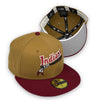 Kinston Indians New Era 59FIFTY New Era Wheat & Cardinal Red Fitted Hat Grey Bottom