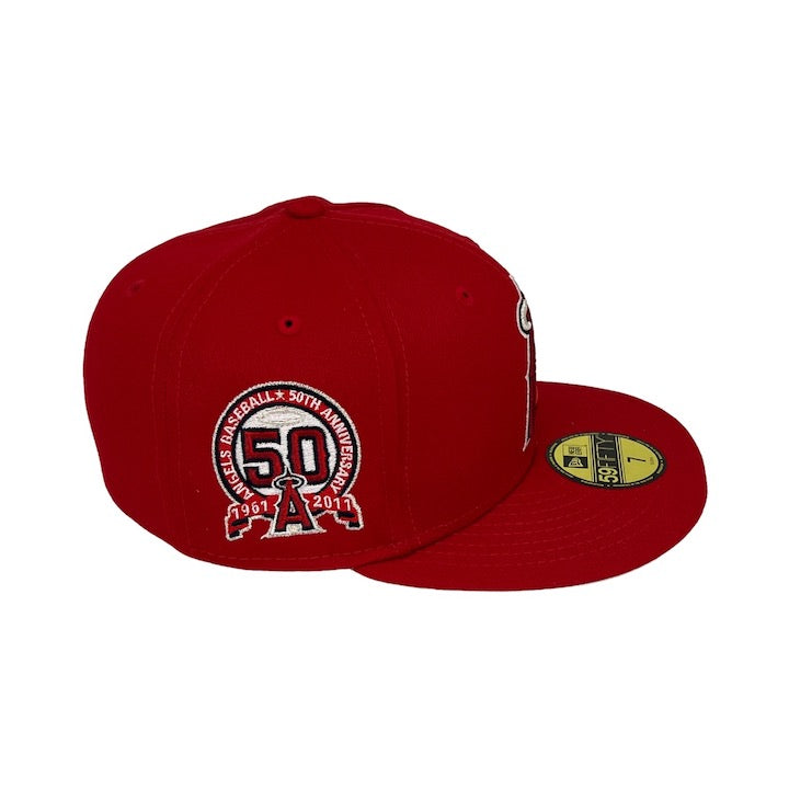 Los Angeles Angels New Era Custom 59FIFTY Gray Metallic Suede Patch Fitted Hat, 7 3/4 / Gray