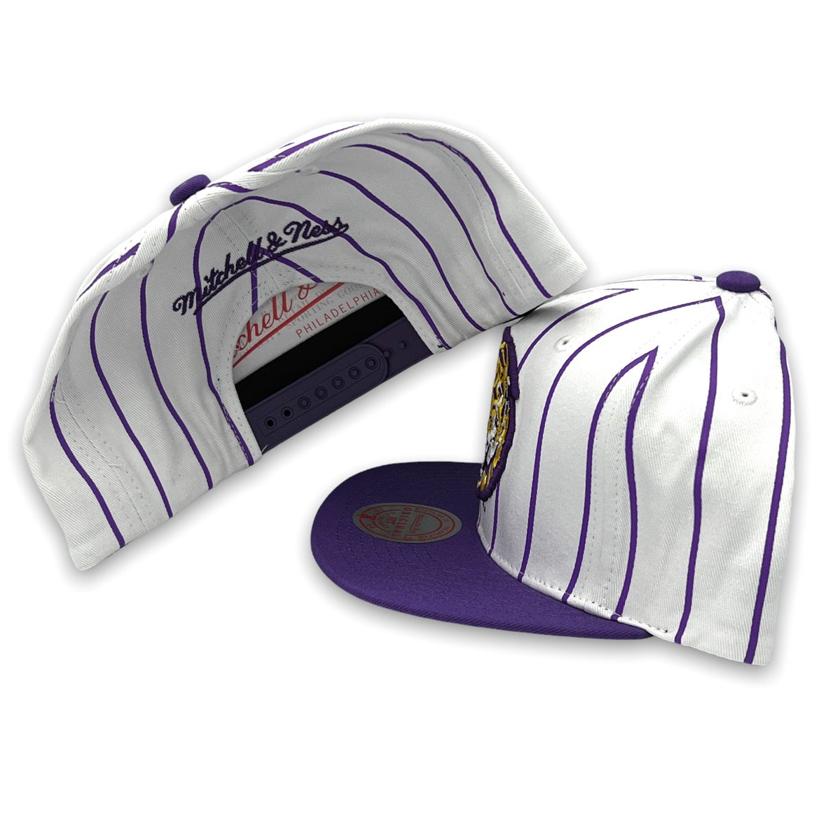 Mitchell & Ness Purple LSU Tigers Team Pinstripe Snapback Hat