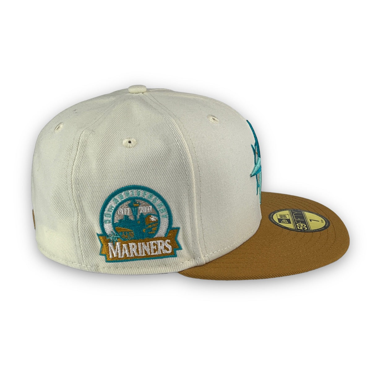Black Seattle Mariners Aqua Bottom 30th Anniversary Side Patch New Era 59FIFTY Fitted 7 3/8