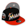 Marlins 12 IS. 9FIFTY New Era Black & Orange Snapback Hat Grey Bottom