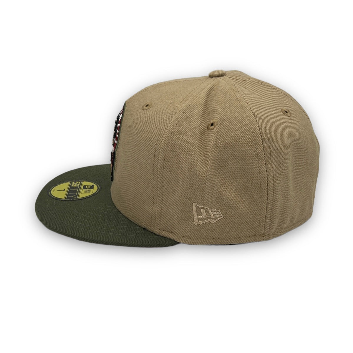 Marlins 2003 World Series New Era 59FIFTY Camel Olive Hat Dark Red UV