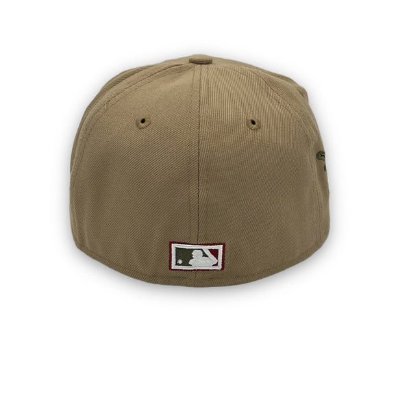 Marlins 2003 World Series New Era 59FIFTY Camel Olive Hat Dark Red UV