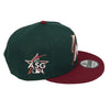 Marlins 9FIFTY New Era DK Green & Cardinal Red Snapback Hat Grey Bottom