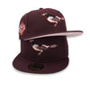 Maroon Crush Coll. Orioles 59FIFTY New Era Maroon Fitted Hat Pink Bottom