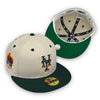 Mets 59FIFTY New Era Stone & DK Green Fitted Hat Green Bottom