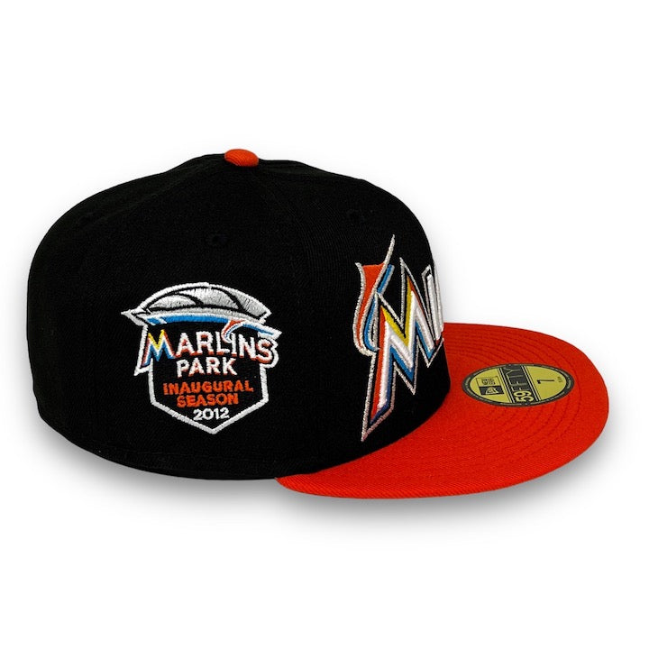 Miami Marlins 2012 IS. New Era 59FIFTY Black & Orange Hat Gray