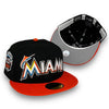 Miami Marlins 2012 IS. New Era 59FIFTY Black & Orange Hat Gray Botton