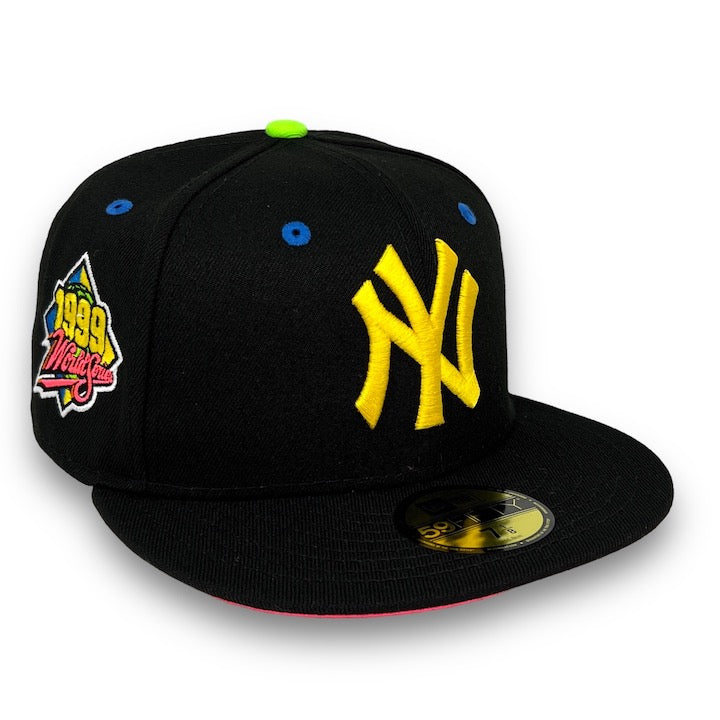 NYC KWS Yankees New Era 59FIFTY Black Hat Wild Pink Botton