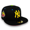 NYC KWS Yankees New Era 59FIFTY Black Hat Wild Pink Botton