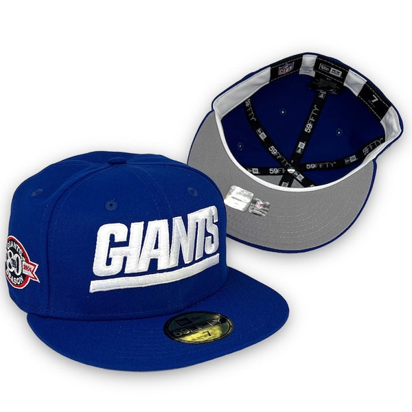 NY Giants 80th Season 59FIFTY New Era Blue Fitted Hat Grey Bottom