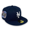 NY Mets 00 Subway Series New Era 59FIFTY Light Navy Fitted Hat Gray Bottom