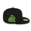 NY Mets 40th Anniversary New Era 59FIFTY Black Hat Lime Green bottom