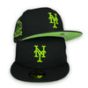 NY Mets 40th Anniversary New Era 59FIFTY Black Hat Lime Green bottom