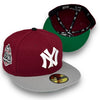 NY Yankees 27 WS New Era 59FIFTY Cardinal & Gray Hat Kelly Green Botton