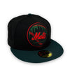 New York Mets Basic 59FIFTY Black & Dark Green Blue Hat Gray Bottom