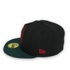 New York Mets Basic 59FIFTY Black & Dark Green Hat Gray Bottom