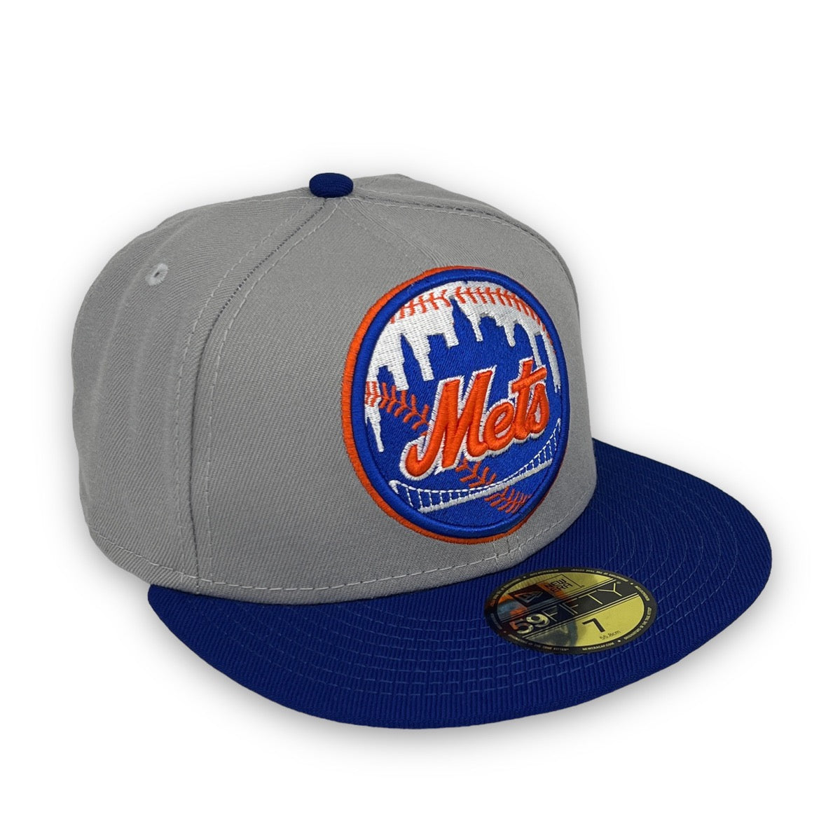 New York Mets Basic 59FIFTY Grey & Royal Blue Hat Gray Bottom