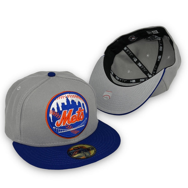 New York Mets Basic 59FIFTY Grey & Royal Blue Hat Gray Bottom