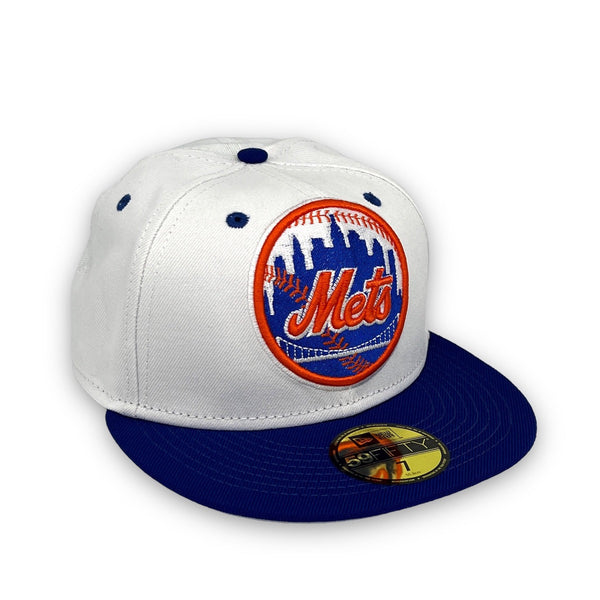 New York Mets Basic 59FIFTY White & Royal Blue Hat Gray Bottom