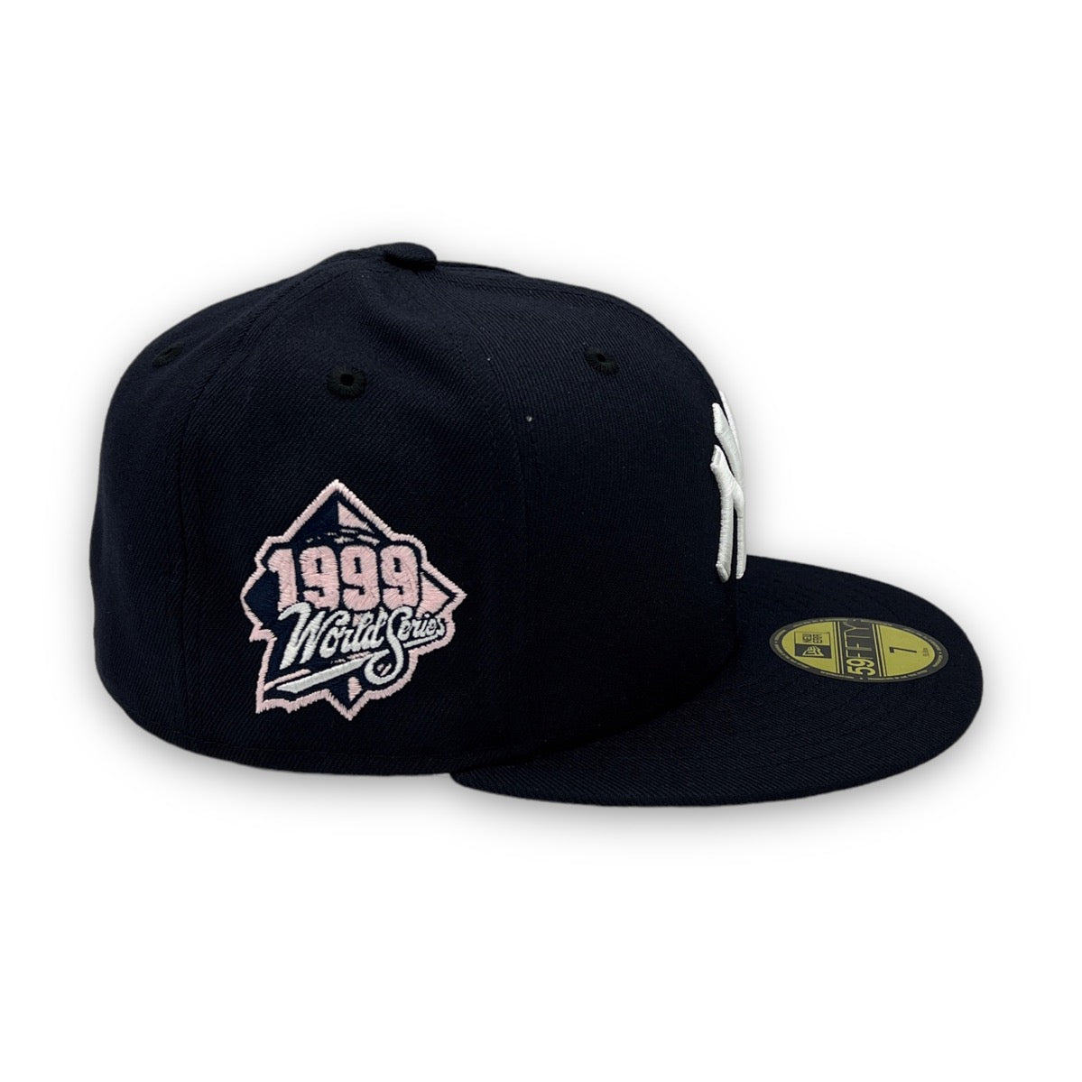 New York Yankees 99 WS 59FIFTY New Era Navy Fitted Hat Pink Bottom ...