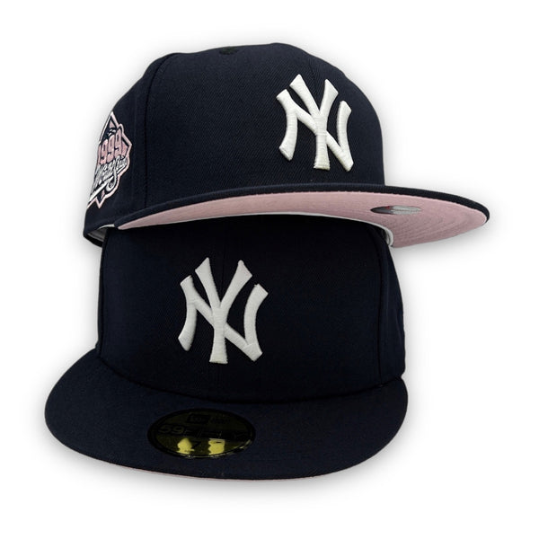New York Yankees 99 WS 59FIFTY New Era Navy Fitted Hat Pink Bottom
