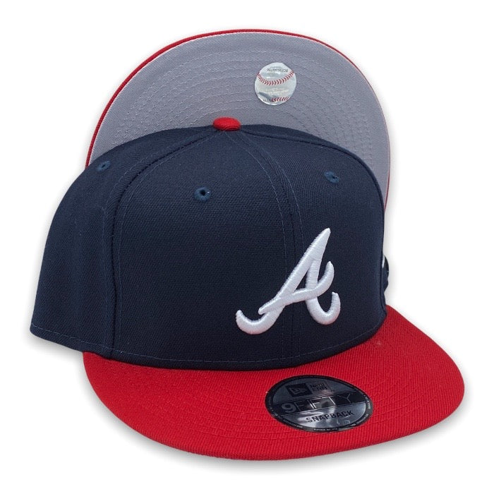 Atlanta Braves Basic 9FIFTY New Era Navy & Red Snapback Hat