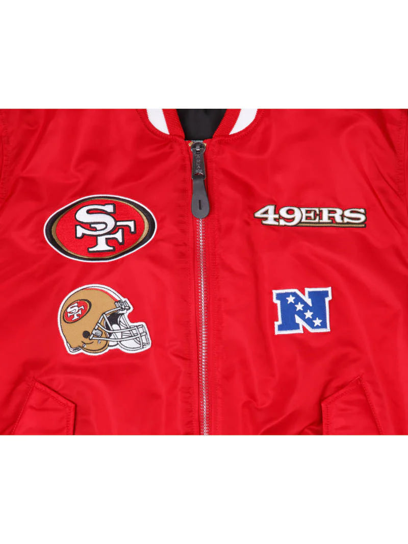 49ers bomber jacket red