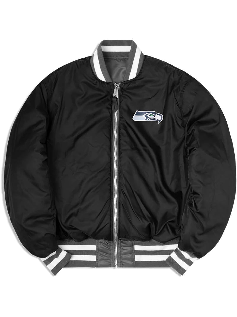 Seattle Seahawks Men's Flight Bomber Jacket Casual Coats Zipper  Windbreakers