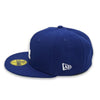 Side Split LA Dodgers New Era 59FIFTY Blue Hat Green Bottom
