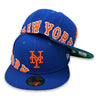 Side Split NY Mets New Era 59FIFTY Blue Hat Green Bottom