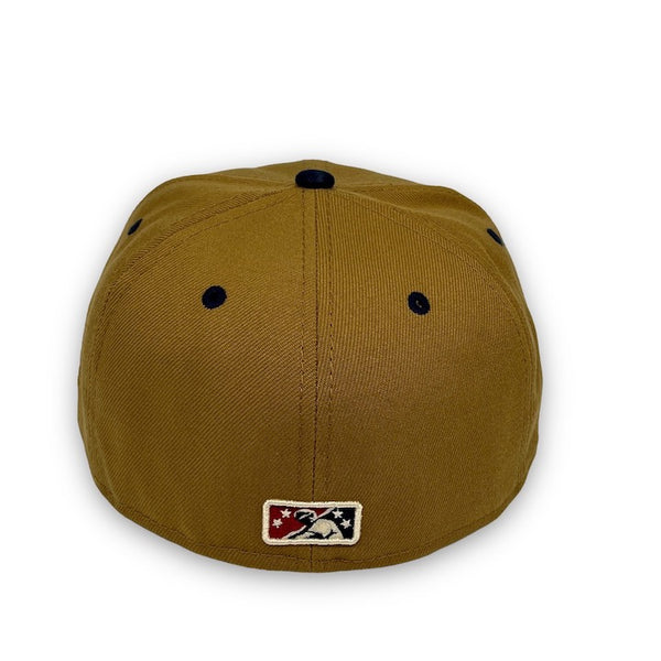 Syracuse SkyChiefs New Era 59FIFTY New Era Wheat & Light Navy Fitted Hat Grey Bottom