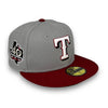 Texas Rangers 40th Anni. New Era 59FIFTY Grey & H Red Hat Kelly Green Botton
