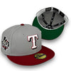 Texas Rangers 40th Anni. New Era 59FIFTY Grey & H Red Hat Kelly Green Botton