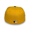 Texas Rangers New Era 59FIFTY Yellow & Black Hat Snow Gray Botton
