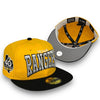 Texas Rangers New Era 59FIFTY Yellow & Black Hat Snow Gray Botton