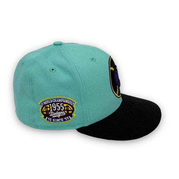 The C Pack 2.0 Brooklyn Dodgers New Era 59FIFTY Blue Tint & Black Corduroy Hat Yellow Bottom